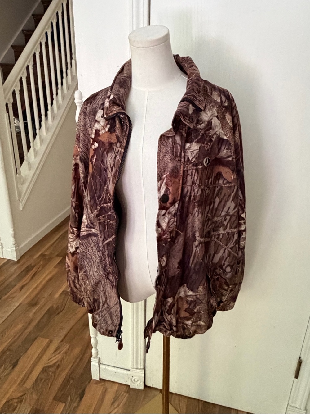 Vintage Khaki / Green Brown Camo Mossy Oak Jacket, XL, EUC